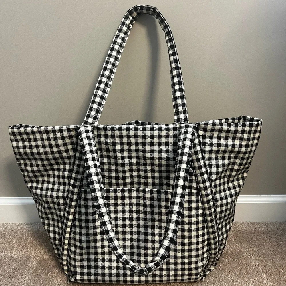 Black & White Gingham Tote Bag - Picture 1 of 11